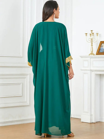 Eid Chiffon Dress 2 Pieces Caftan Kaftan Dress With Inner Sleeveless Dress