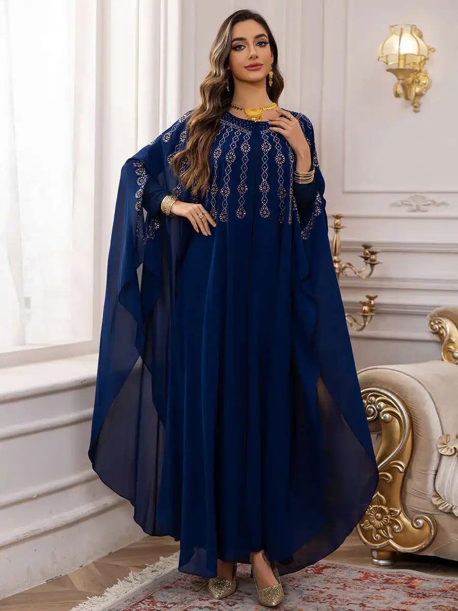 2 Pieces Set Chiffon Caftan Kaftan Dress With Cloak And Inner Dress #25448