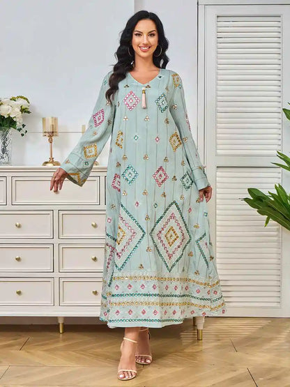 Sequins Embroidery Eid Caftan Kaftan Dress #24366