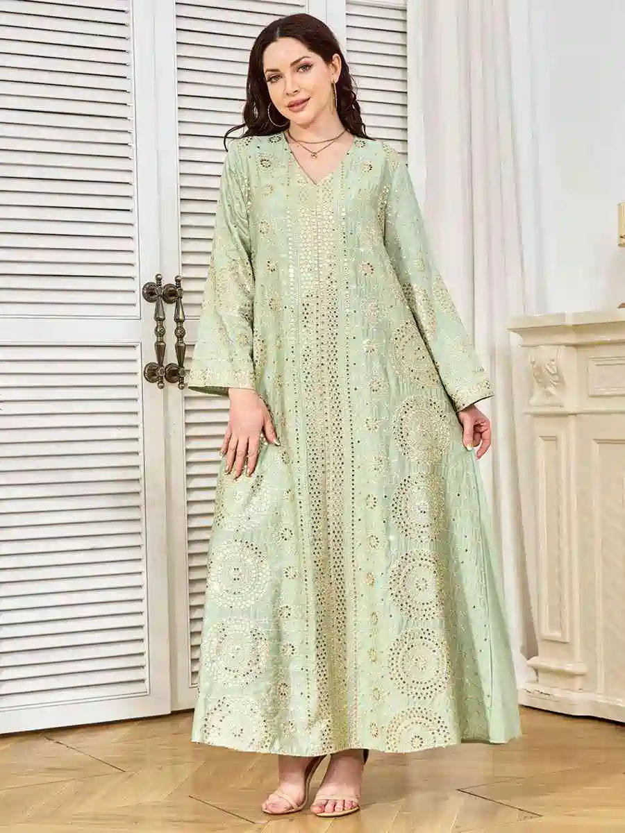 Sequins Embroidery Eid Middle East Arab Caftan Kaftan Dress #25398