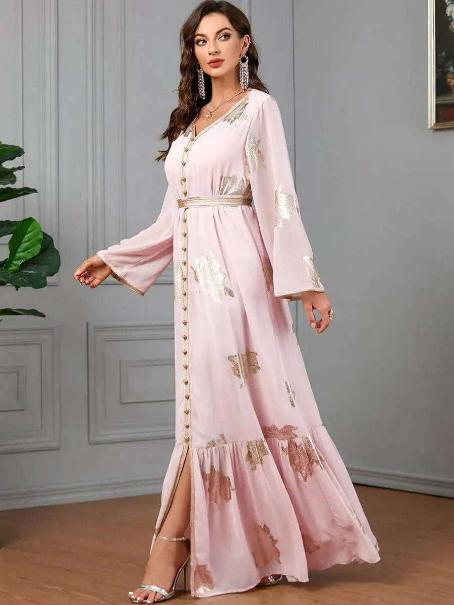 Eid Dress Middle East Arab Bronzing Chiffon Kaftan Dress Caftan