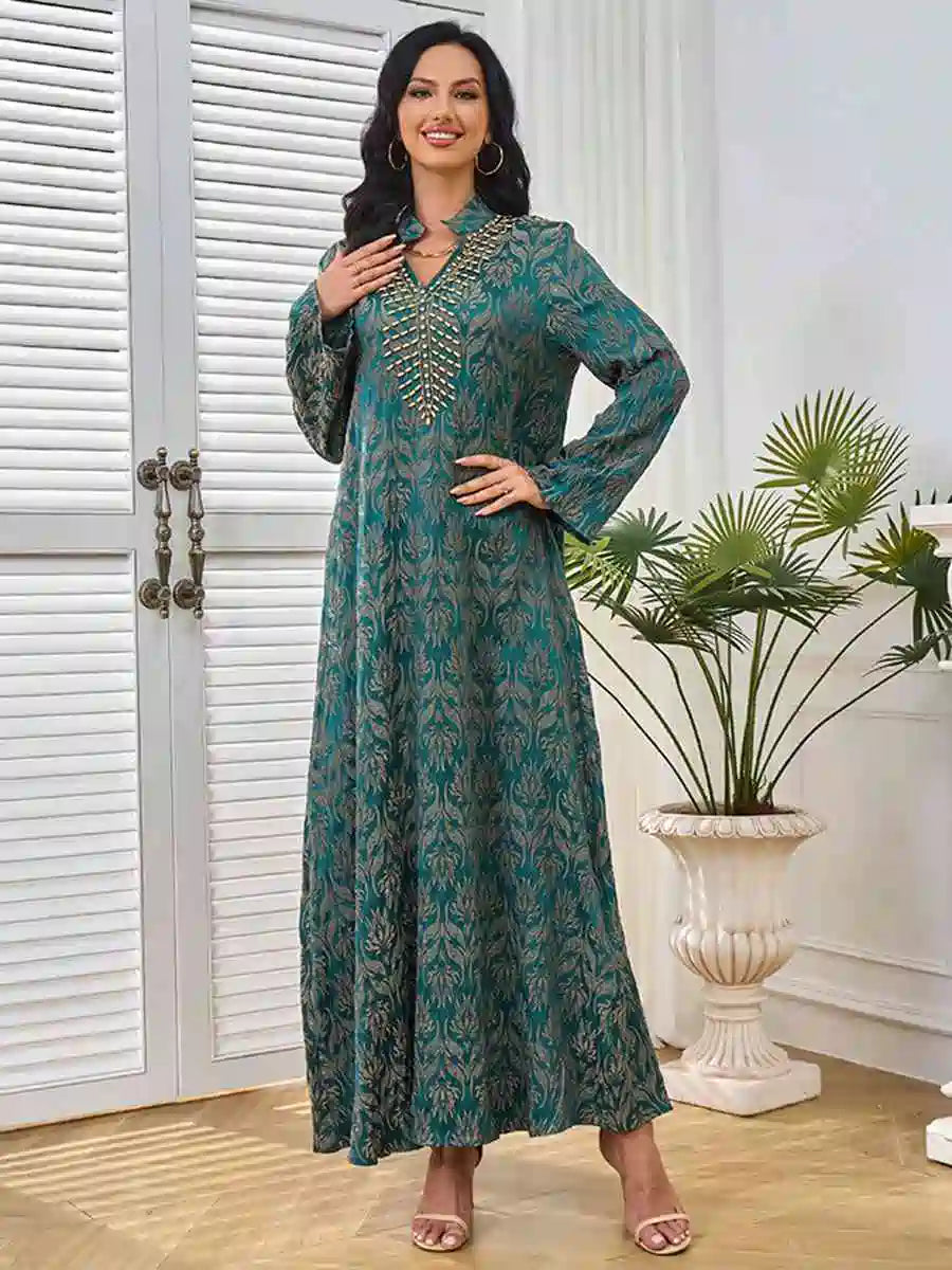 Eid Hand Stitched Beads Caftan Kaftan Dress #25258