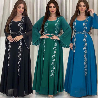 Embroidery Hotfix Rhinestone Eid Caftan Kaftan Dress