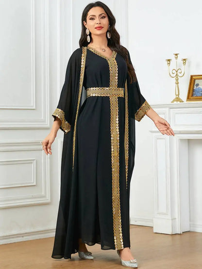 Eid Chiffon Dress 2 Pieces Caftan Kaftan Dress With Inner Sleeveless Dress