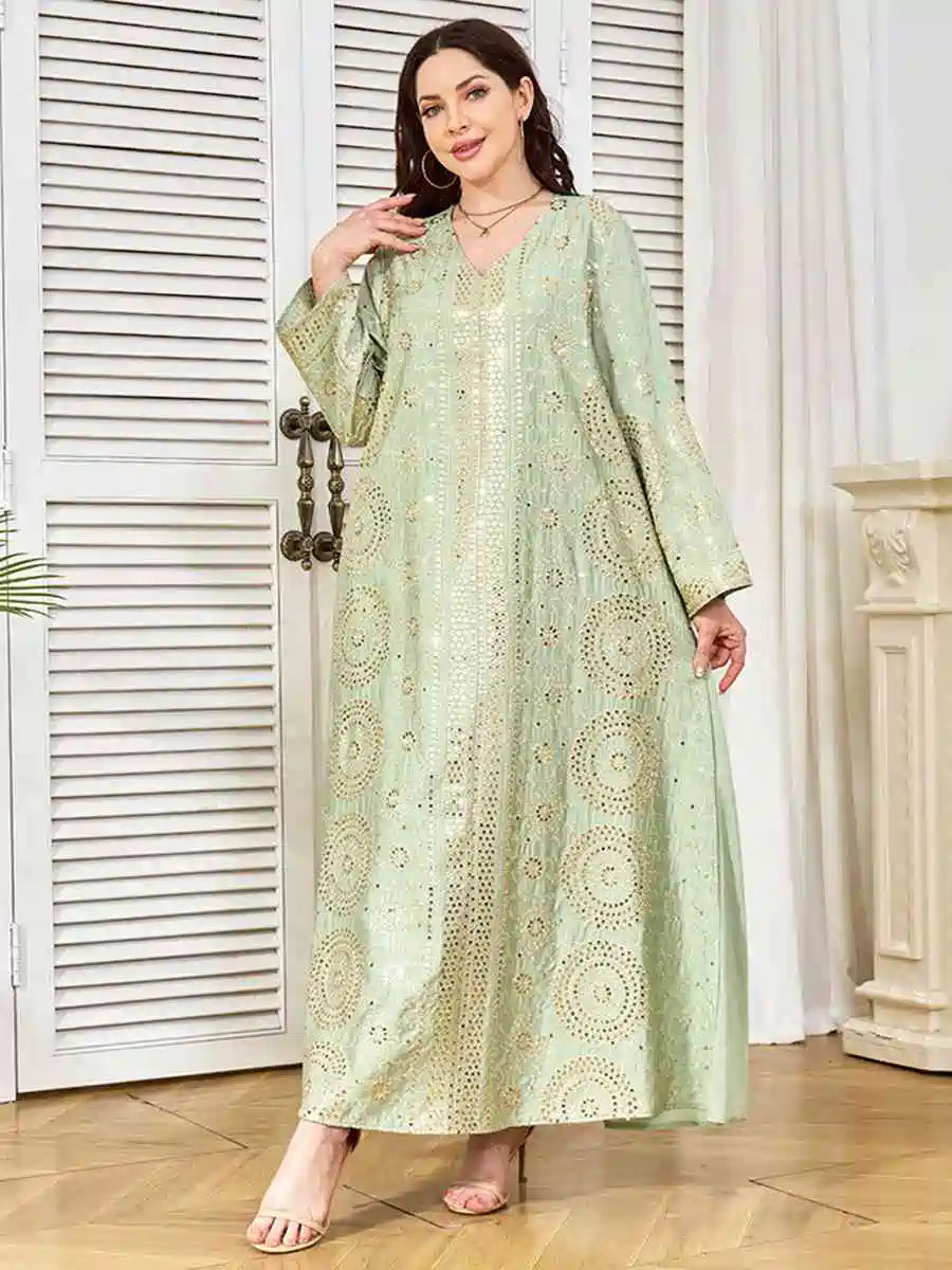 Sequins Embroidery Eid Middle East Arab Caftan Kaftan Dress #25398