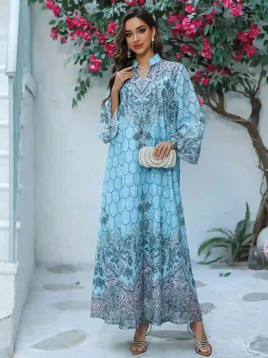 Eid Dress Embroidery Printed Caftan Kaftan Dress #25436 Urgarment Eid Dress Embroidery Printed Caftan Kaftan Dress #25436 Urgarment