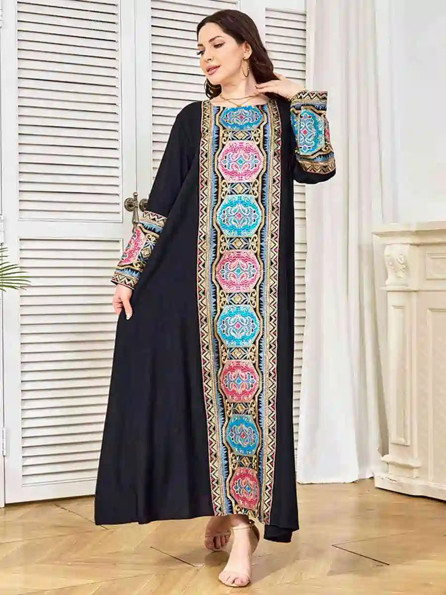 Eid Sequins Embroidery Caftan Kaftan Dress #25382