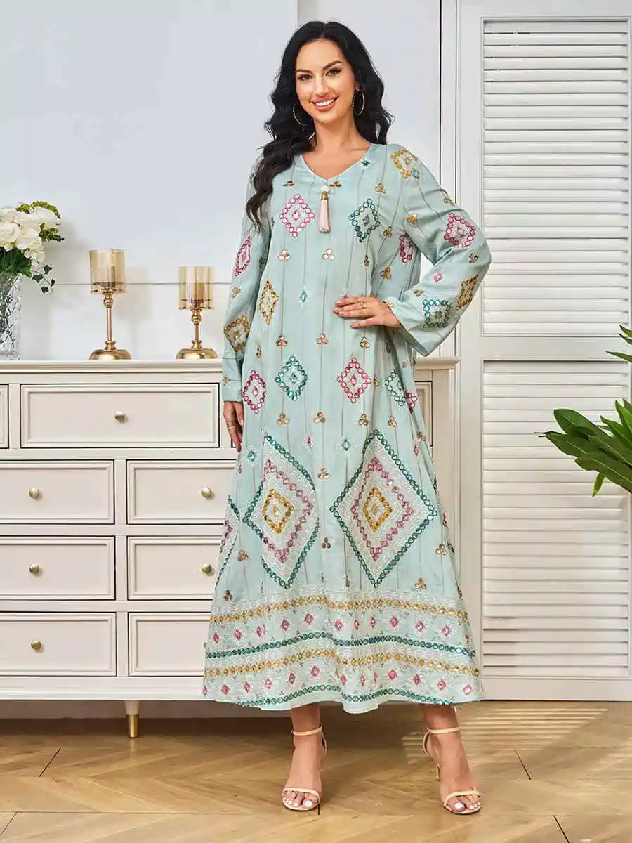 Sequins Embroidery Eid Caftan Kaftan Dress #24366