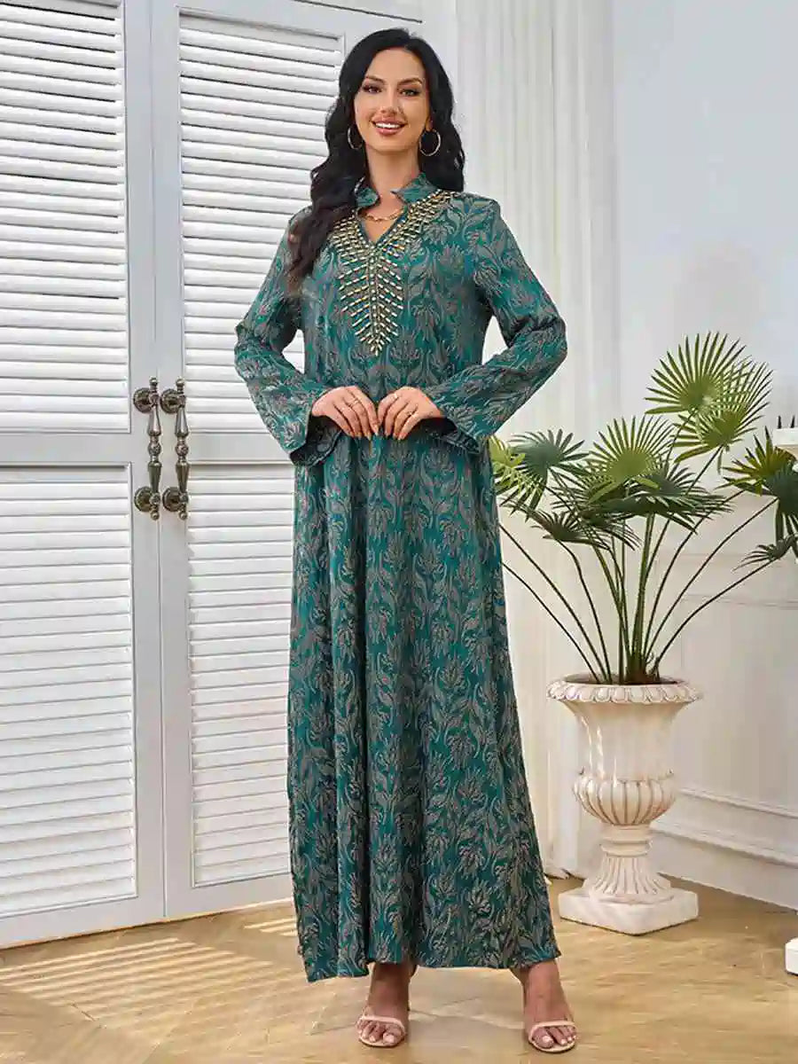 Eid Hand Stitched Beads Caftan Kaftan Dress #25258