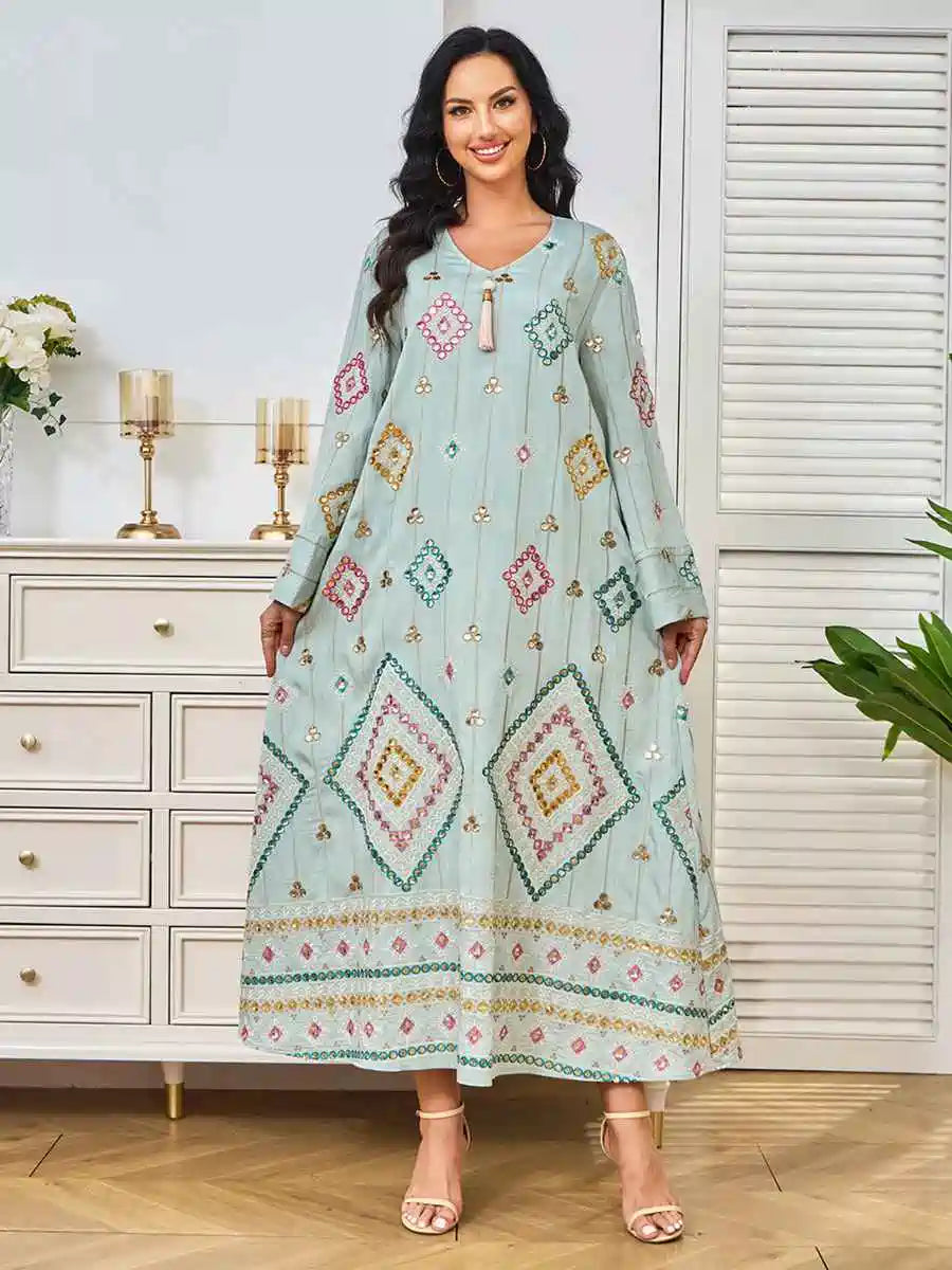 Sequins Embroidery Eid Caftan Kaftan Dress #24366