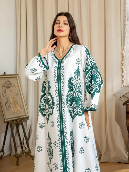 Beads Rhinestone Eid Dress Mulsim Women Caftan Kaftan Dress