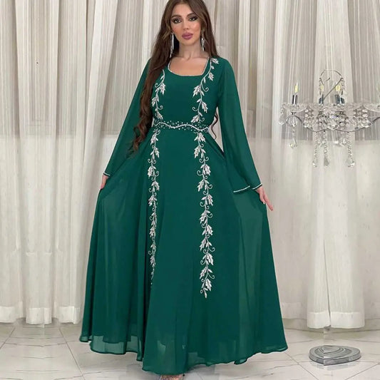 Embroidery Hotfix Rhinestone Eid Caftan Kaftan Dress