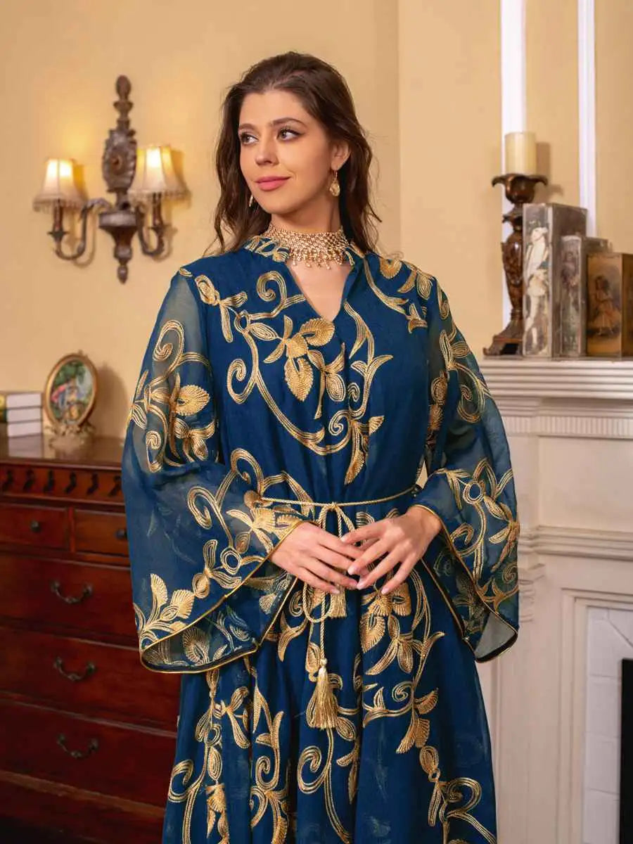 Eid Dress Elegant Doris Embroidery Kaftan Dress Caftan