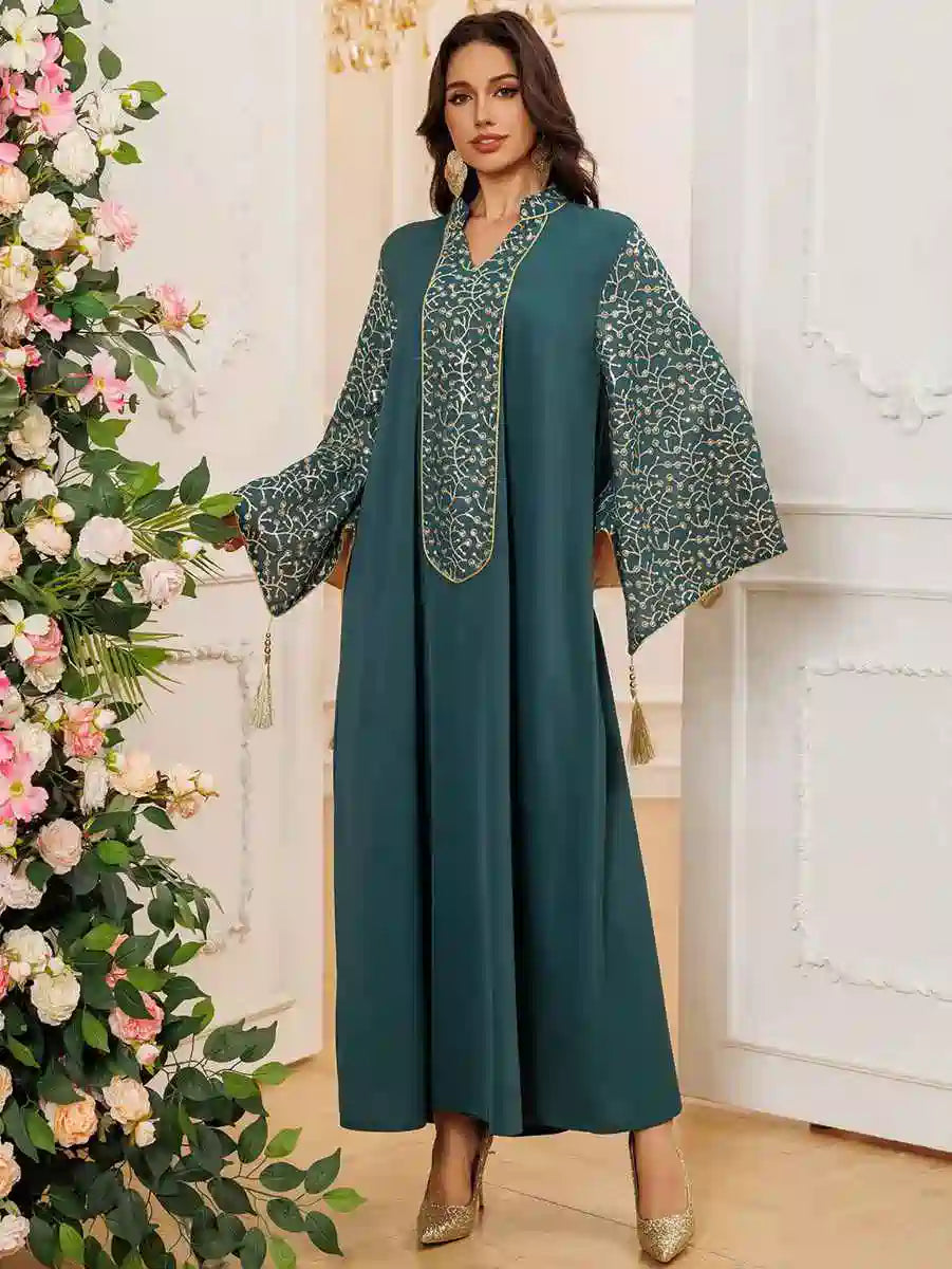 Eid Embroidery Tassel Caftan Kaftan Dress #25438