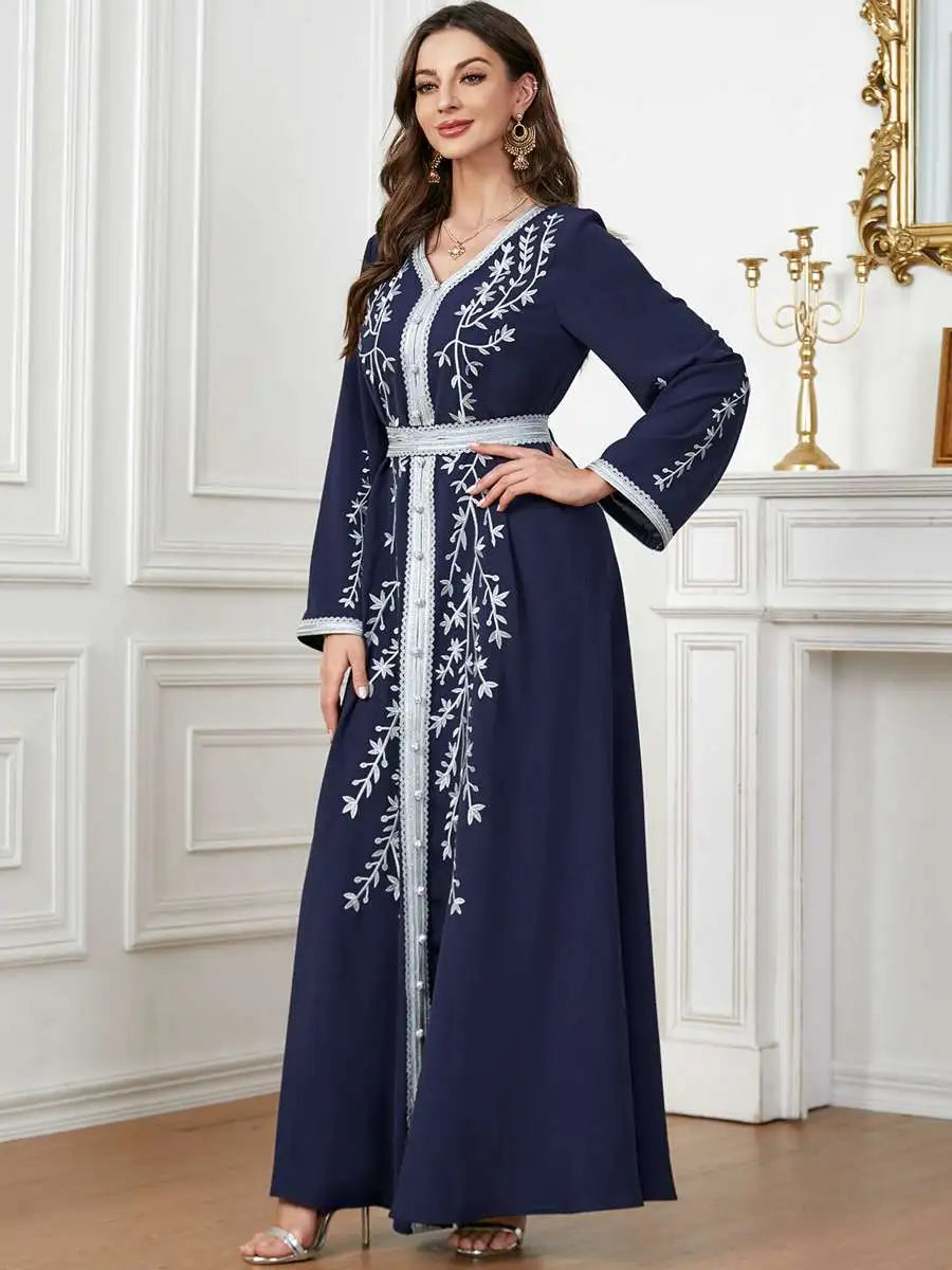 Eid Embroidered Women Kaftan Dress Jalabiya