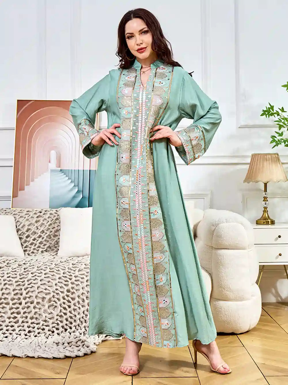 Sequins Eid Caftan Kaftan Dress #25395