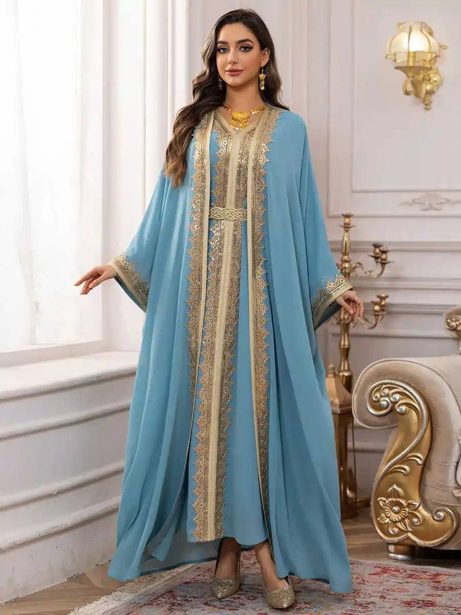 Eid Women Chiffon Caftan Kaftan Dress - 2 Pieces Set - With Inner Dress - Eid Outfits - #25465 Eid Women Chiffon Caftan Kaftan Dress - 2 Pieces Set - With Inner Dress - Eid Outfits - #25465