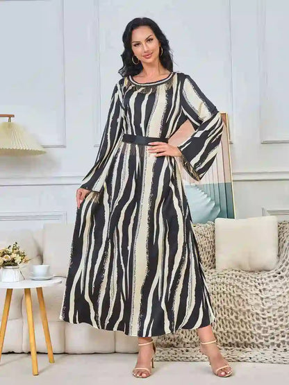 Eid Printed Tassel Caftan Kaftan Dress #25176