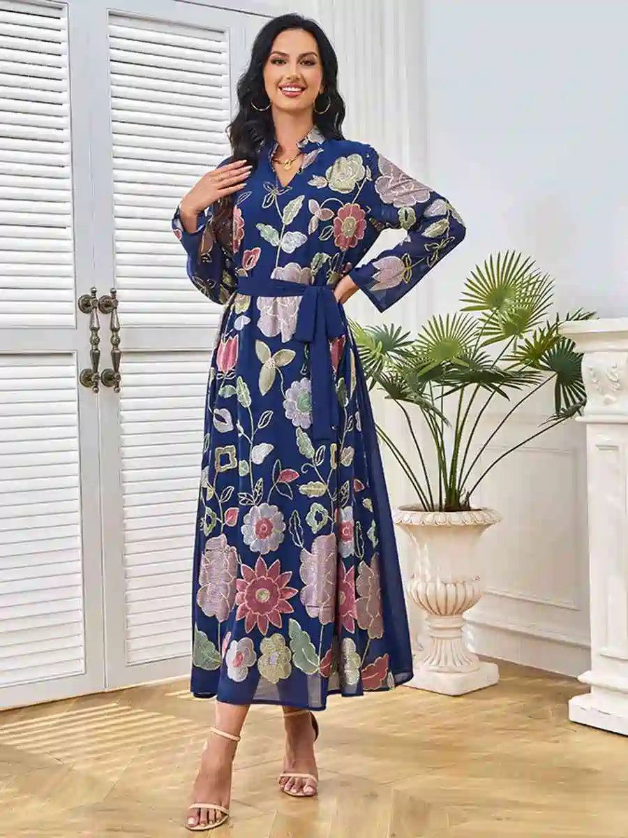 Embroidery Sequins Eid Caftan Kaftan Dress #25216