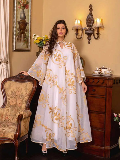 Eid Dress Elegant Doris Embroidery Kaftan Dress Caftan