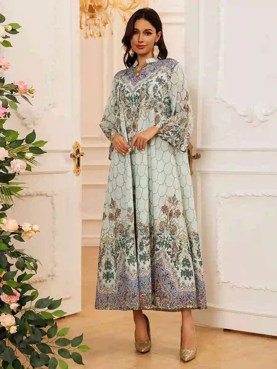 Eid Dress Embroidery Printed Caftan Kaftan Dress #25436 Urgarment Eid Dress Embroidery Printed Caftan Kaftan Dress #25436 Urgarment