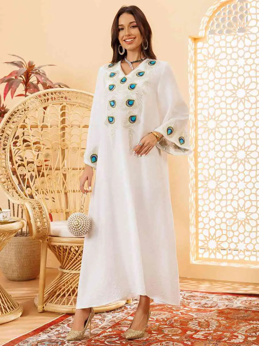 Eid Embroidery Caftan Kaftan Dress Jalabiya For Party And Wedding