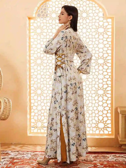 Eid Dress Floral Printed Caftan Kaftan Dress #25441