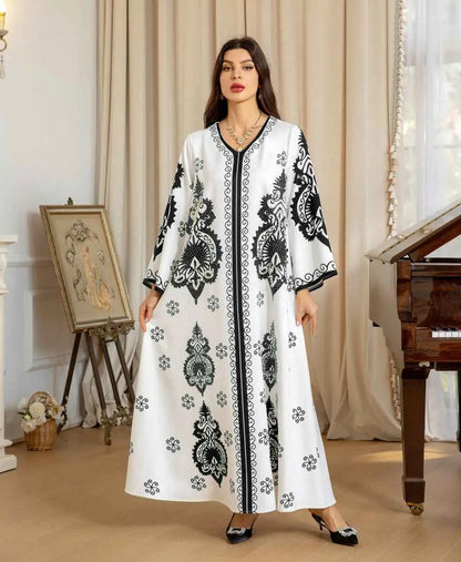 Beads Rhinestone Eid Dress Mulsim Women Caftan Kaftan Dress