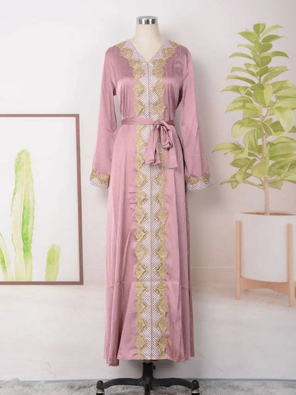 Hotfix Rhinestone Eid Dress Muslim Women Caftan Kaftan Dress