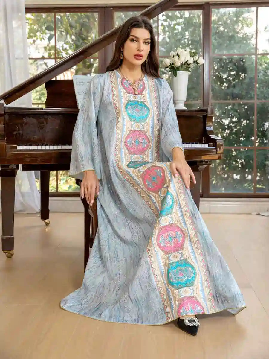 Eid Dress Embroidery Printed Caftan Kaftan Dress #25426