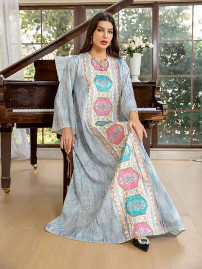 Eid Dress Embroidery Printed Caftan Kaftan Dress #25426