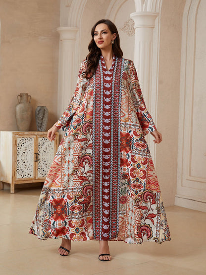 Printed Caftan Kaftan Dress For Women - Mukhawar Jalabiya Eid Dress - #26SX32