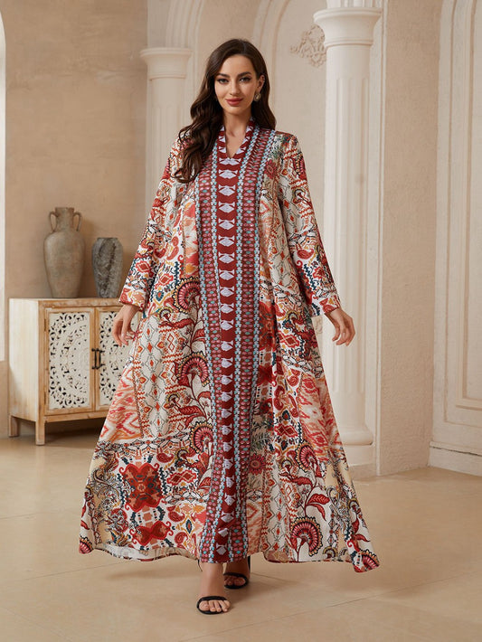 Printed Caftan Kaftan Dress For Women - Mukhawar Jalabiya Eid Dress - #26SX32