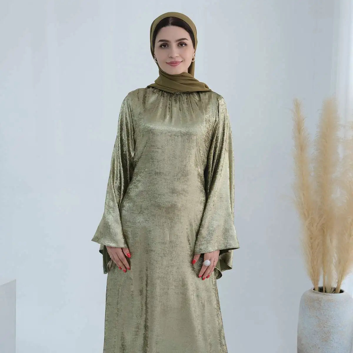 Muslim Women Bronzing Gleam Abaya Dress