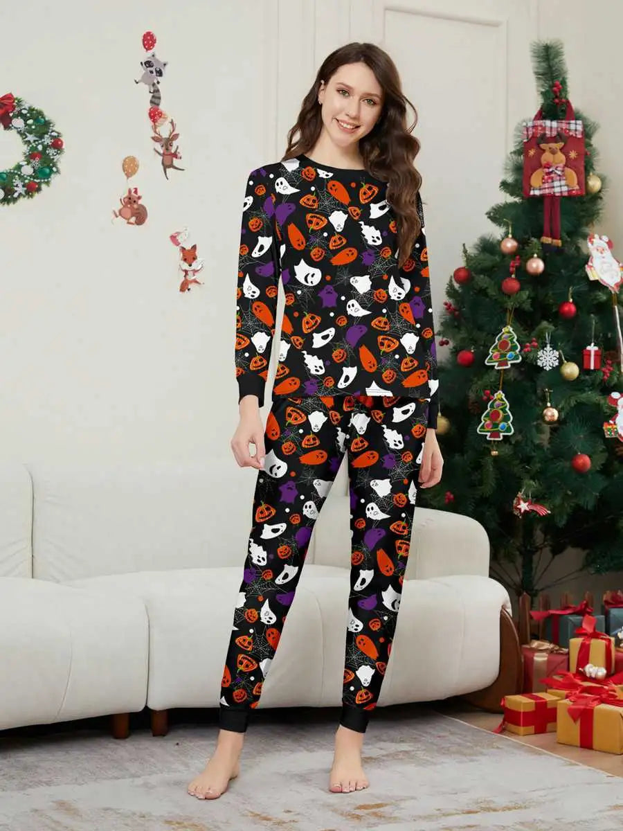 Ghost Pumpkin Halloween Matching Family Pajamas Pjs Set