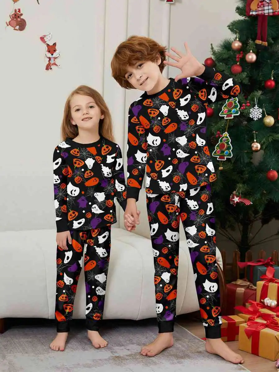 Ghost Pumpkin Halloween Matching Family Pajamas Pjs Set