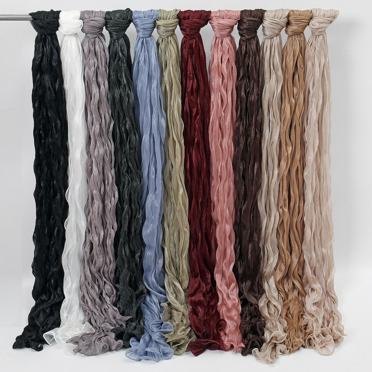 Muslim Women Shiny Pleated Hijab Scarf #26YW555