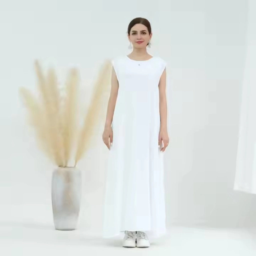11 Color Options Muslim Women Wrinkle Underdress Sleeveless Inner Slip Under Dress #25480