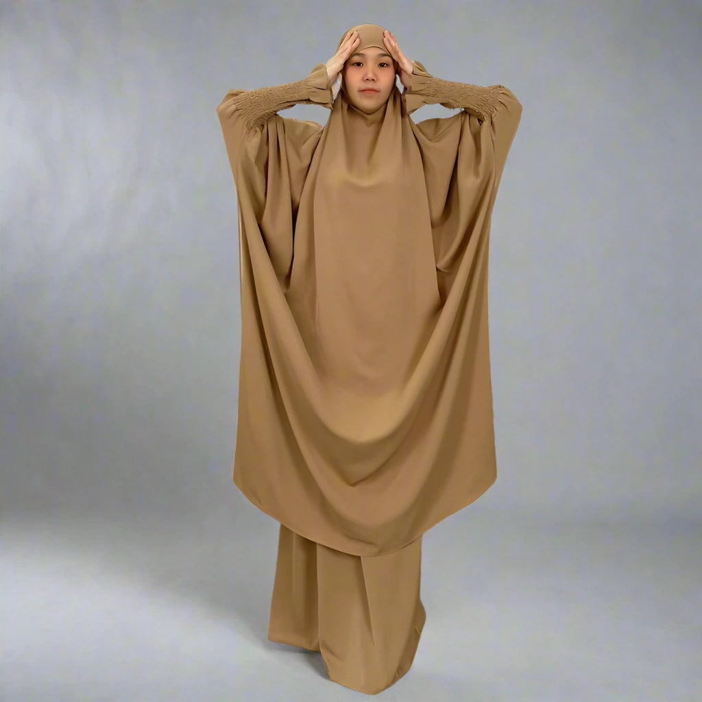 Nida 2 Pieces Set Overhead Jilbab Prayer Dress For Arab Women