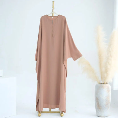 2 Pieces Set Muslim Women Prayer Dress Jilbab Abaya Dress With Khimar