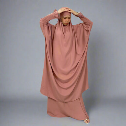 Nida 2 Pieces Set Overhead Jilbab Prayer Dress For Arab Women