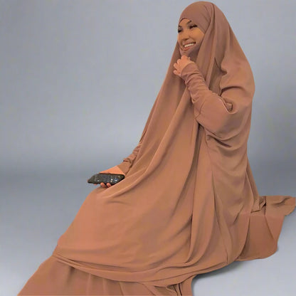 2 Pieces Set Overhead Nida Jilbab Prayer Dress Halal Prayer Garment