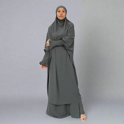 Nida 2 Pieces Set Overhead Jilbab Prayer Dress For Arab Women