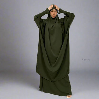 Nida 2 Pieces Set Overhead Jilbab Prayer Dress For Arab Women