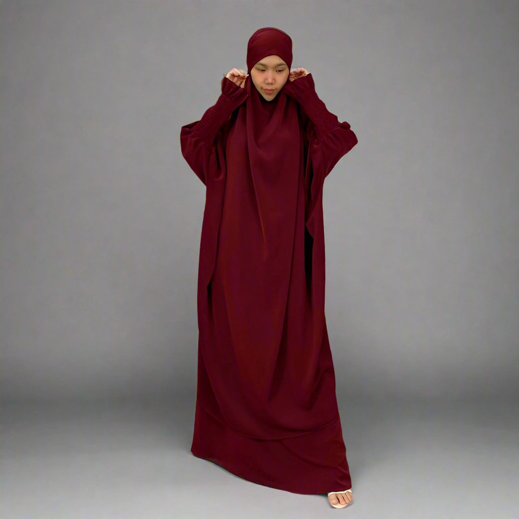 Nida 2 Pieces Set Overhead Jilbab Prayer Dress For Arab Women