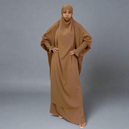 Nida 2 Pieces Set Overhead Jilbab Prayer Dress For Arab Women