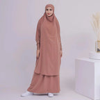 2 Pieces Set Jilbab Prayer Abaya Dress With Tops And Skirt #23423