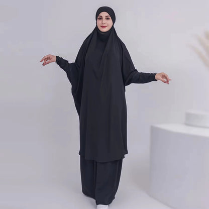 2 Pieces Set Jilbab Prayer Abaya Dress With Tops And Skirt #23423
