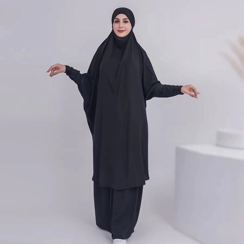 2 Pieces Set Jilbab Prayer Abaya Dress With Tops And Skirt #23423