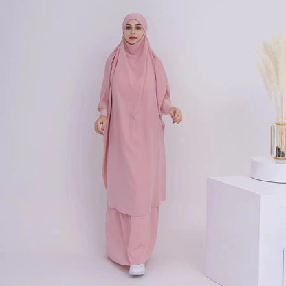 2 Pieces Set Jilbab Prayer Abaya Dress With Tops And Skirt #23423